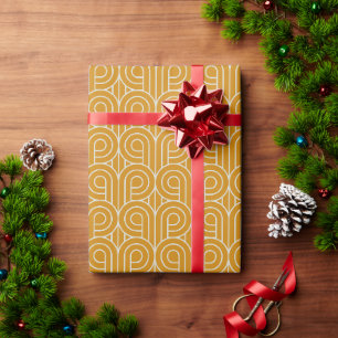 Papier Cadeau Art Déco Motif 07 - Off-White sur Deco Gold