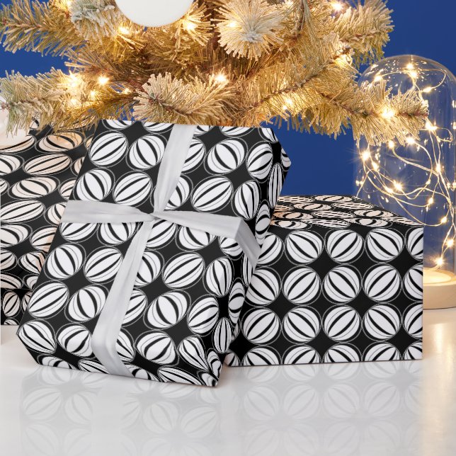 Papier Cadeau Art Déco Noir et Blanc (Vacances)