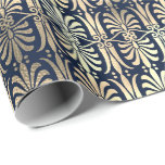 Papier Cadeau Art Déco Ornement Black Gold Sepia Blue Navy<br><div class="desc">florenceK classique chic wrap florenceK design</div>