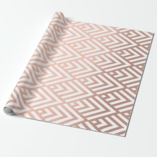 Papier Cadeau Art Déco Rose Gold White Scales Tribal Geometry