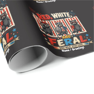 Papier Cadeau Art du parti de Raton laveur patriotique rouge bla