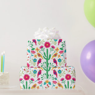 Papier Cadeau Art floral folklorique traditionnel mexicain Coule