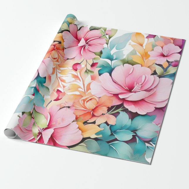 Papier Cadeau art floral pastel (Déroulé)