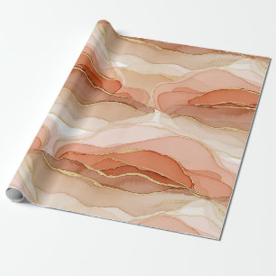 Papier Cadeau Art fluide accentué d'or - Marbre de Sienne