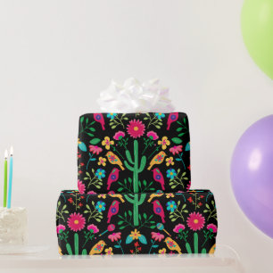 Papier Cadeau Art folklorique traditionnel mexicain Couleurs viv