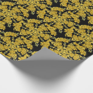 Papier Cadeau Art fractal azaléen jaune et noir