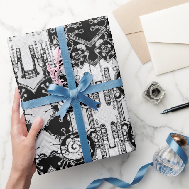 Papier Cadeau Art Géométrique Noir Et Blanc 4 (Cadeaux)