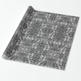 Papier Cadeau Art gothique Soft Black Damask Imprimer
