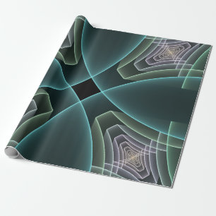 Papier Cadeau Art graphique géométrique fractal sarcelle moderne