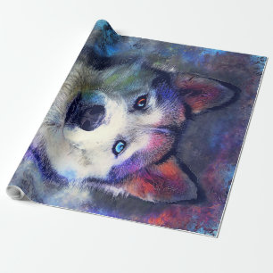 Papier Cadeau Art Husky Dog coloré Imprimer Les Amateurs De Cad