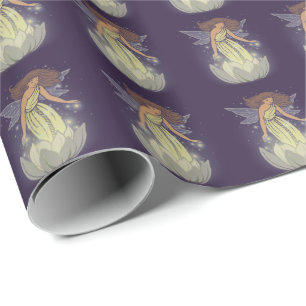 Papier Cadeau Art Imaginaire à fleurs blanches de fleur magique