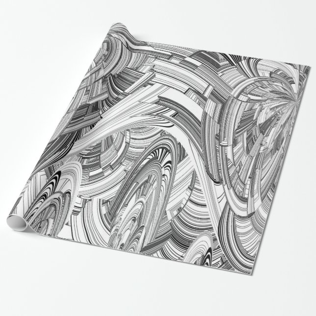 Papier Cadeau Art moderne créatif noir et blanc (Déroulé)