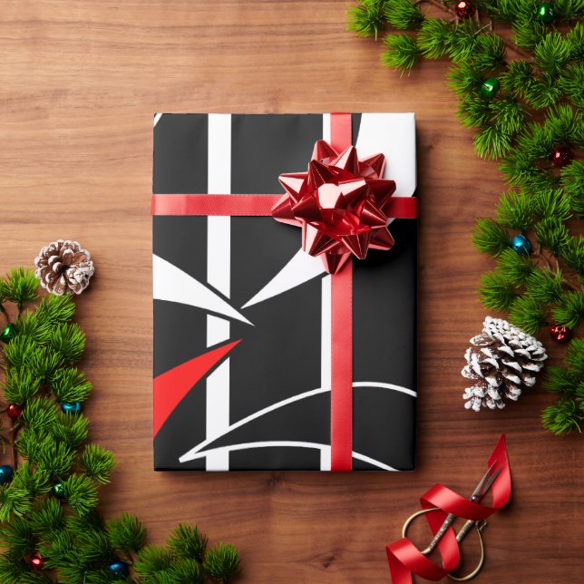 Papier Cadeau Art moderne noir, blanc, rouge (Cadeau de vacances)