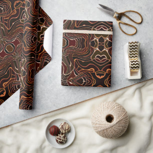 Papier Cadeau Art Mosaïque Orange Rouille Brun Foncé Rouge Noir