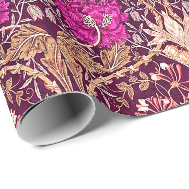 Papier Cadeau Art Nouveau floral, prune, beige et Deep Purple (Coin rond)