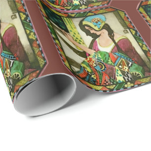 Papier Cadeau Art Nouveau Quilter – Femme de Couture Vintage 