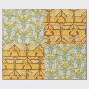 Papier Cadeau Art Nouveau vintage de la nature en grille
