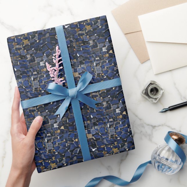 Papier Cadeau Art numérique en mosaïque bleu marine (Cadeaux)