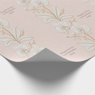 Papier Cadeau Art peint au fil   Orchidée ivoire personnalisé