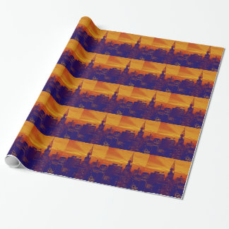 Papier Cadeau Art pop orange bleu New York City