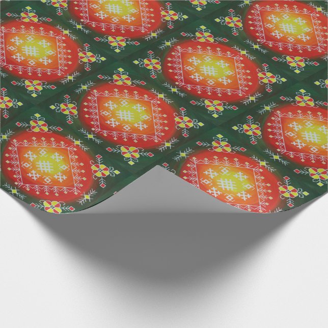 Papier Cadeau Art populaire traditionnel païen letton avec symbo (Coin)