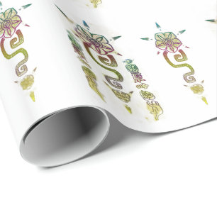 Papier Cadeau Art populaire tribal rustique AZTEC