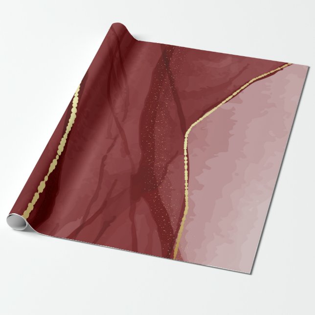 Papier Cadeau Art Resin, marsala rouge foncé abstrait arrière -  (Déroulé)