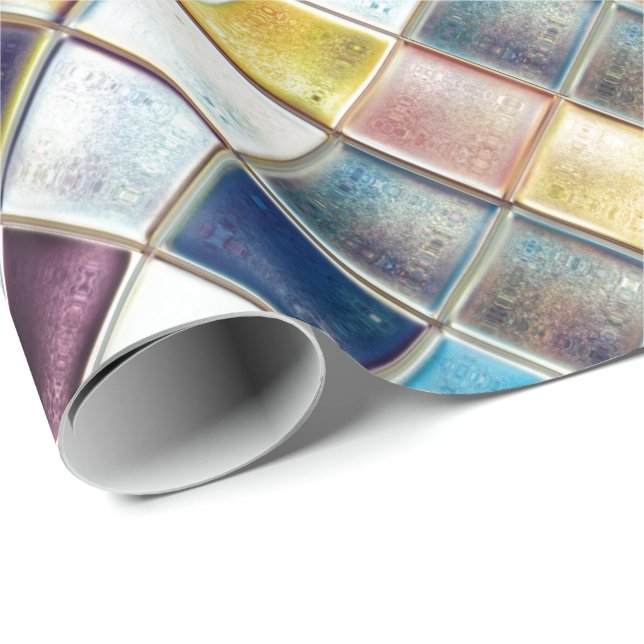 Papier Cadeau Art tropical de tuile de mosaïque de souvenirs (Coin rond)