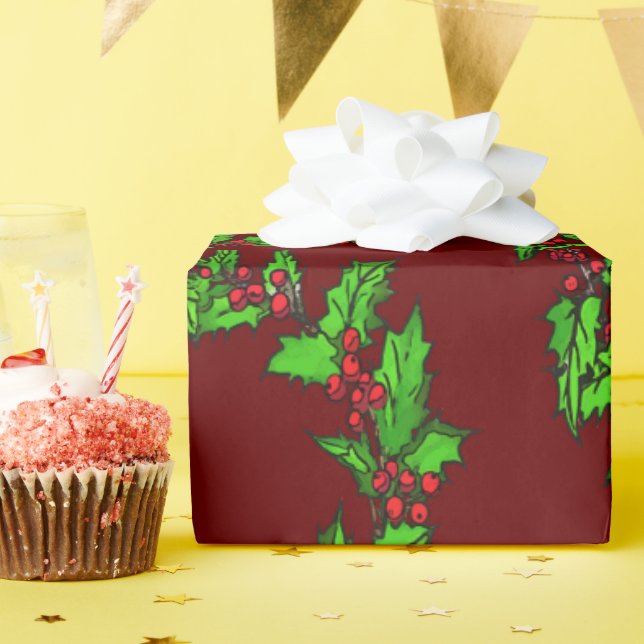 Papier Cadeau Art vectoriel de Noël Holly Wreath (Fête d'anniversaire)