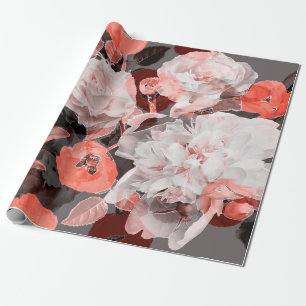 Papier Cadeau art vintage blurred monochrome and colorful red, w