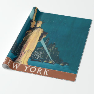 Papier Cadeau Art vintage de la Statue de la Liberté de New York