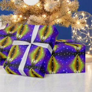 Papier Cadeau Artdeco de Noël sur Arc-en-ciel jaune violet