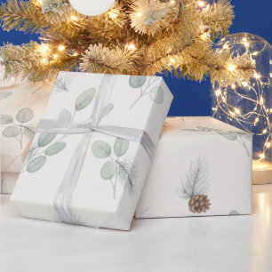 Papier Cadeau Artisan Botanique d'Hiver Élégant de Noël