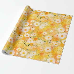 Papier Cadeau Artisan Fleur sauvage Jaune Orange Joyeux Margueri