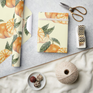 Papier Cadeau Artisanat vintage Mandarin Orange Citrus Motif