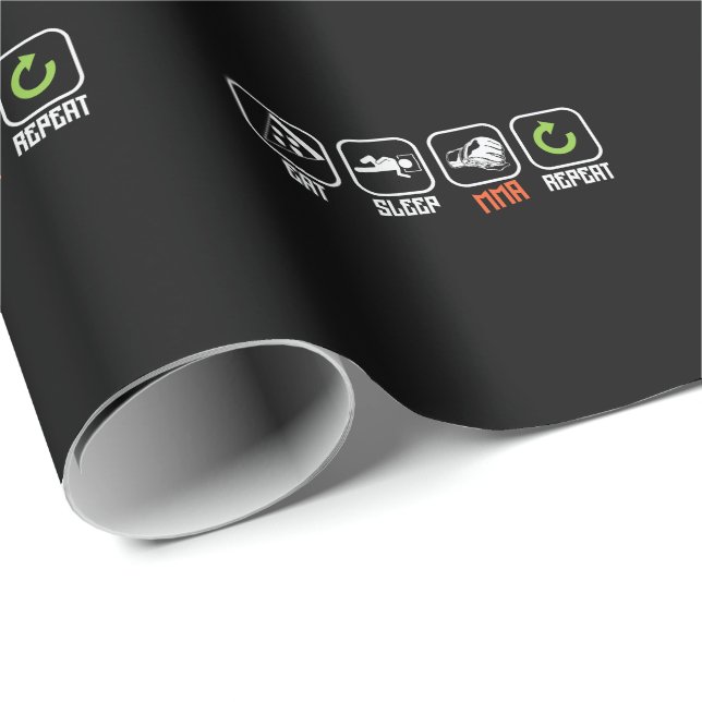 Papier Cadeau Arts martiaux mixtes "Eat, Sleep, MMA, Repeat" (Coin rond)