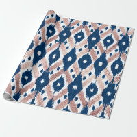 Artsy moderne Rose or Marine bleu Ikat Geo
