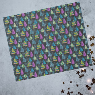 Papier Cadeau Artsy Turquoise Magenta Turquoise Lime Arbres de N