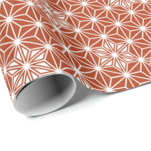 Papier Cadeau Asanoha japonais ou Motif étoile, terre cuite