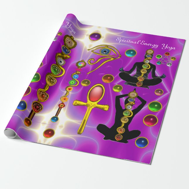 Papier Cadeau ASCLEPIUS ROD 7 CHAKRAS YOGA LOTUS POSE, OEil Horu (Déroulé)