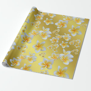 Papier Cadeau asiatique, jaune, blanc, floraison, lumineux, or,