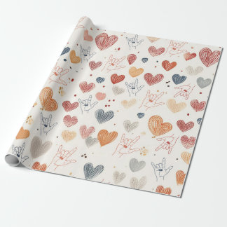 Papier Cadeau ASL "Je t'aime" papier d'emballage, Langue des Sig
