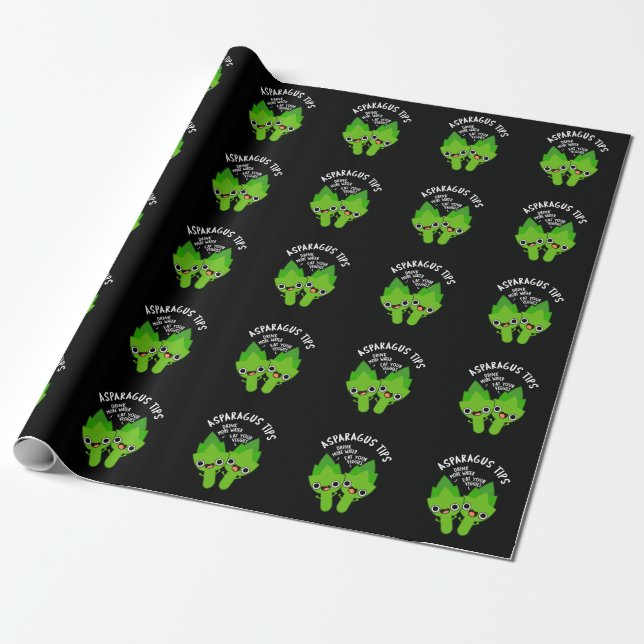 Papier Cadeau Asperges Conseils amusants Veggie Pun Dark BG (Déroulé)
