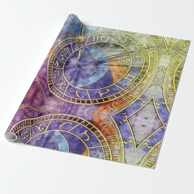 Papier Cadeau Astrologie temps colorée Abstraite (Déroulé)