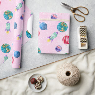 Papier Cadeau Astronaut fille Espace extra-atmosphérique Anniver