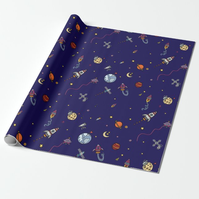 Papier Cadeau Astronaut & Lune (Déroulé)