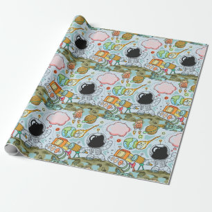 Papier Cadeau Astronaut Moon Walk Anniversaire Thème de fête