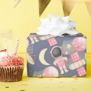 Papier Cadeau Astronaut Motif de fille spatiale