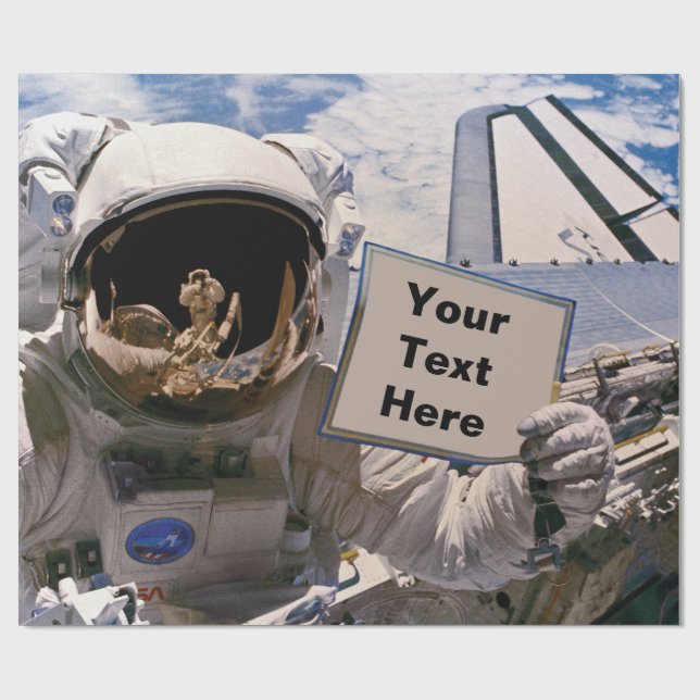 Papier Cadeau Astronaute de la NASA tenant un panneau - Ajouter  (Plat)