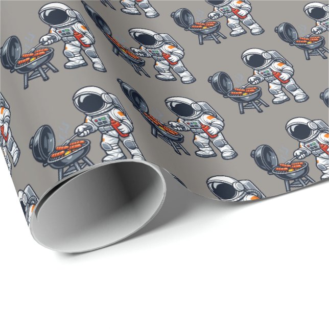 Papier Cadeau Astronaute faisant griller (Coin rond)